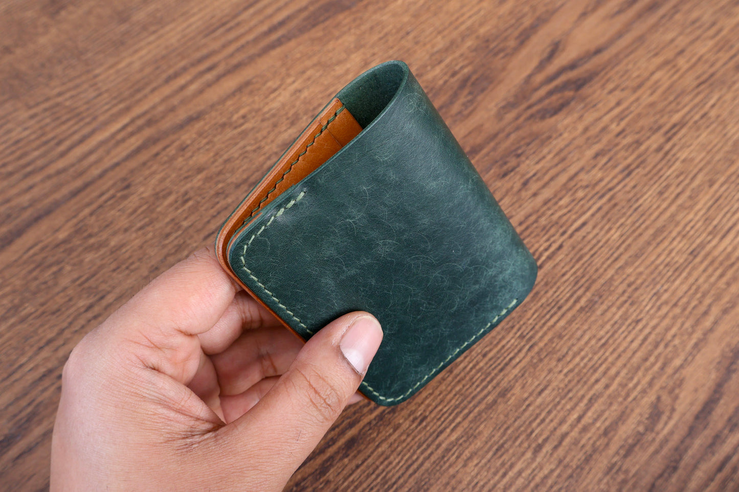 Bifold Wallet - Olive Green & Almond
