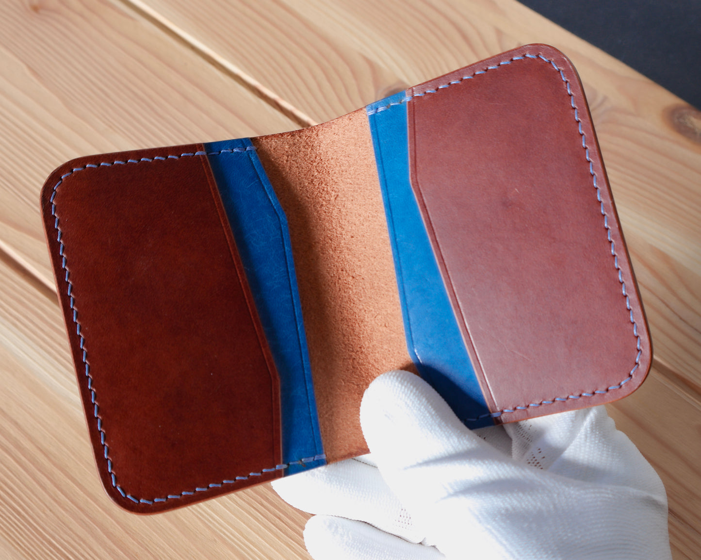 Bifold Wallet - Buttero Chestnut and Blue Wallet