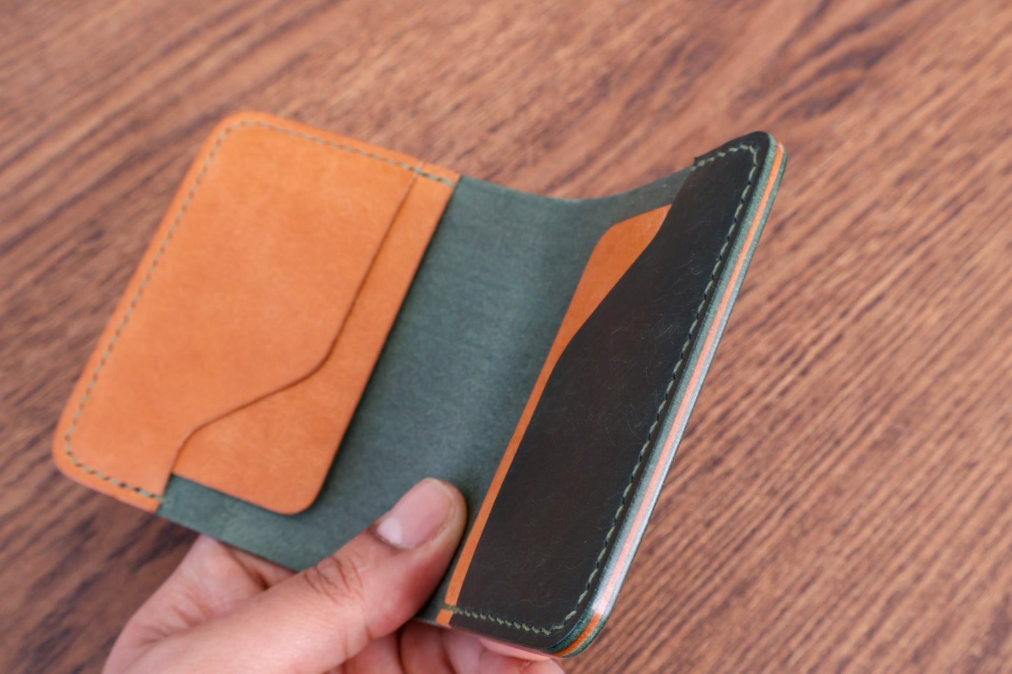 Bifold Wallet - Olive Green & Almond