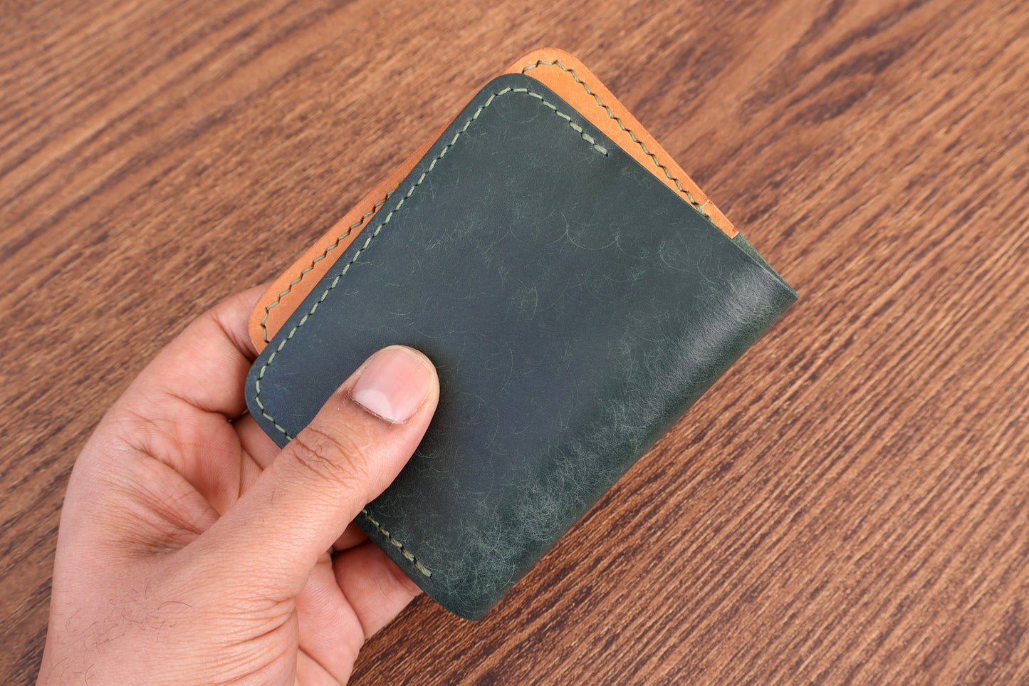 Bifold Wallet - Olive Green & Almond