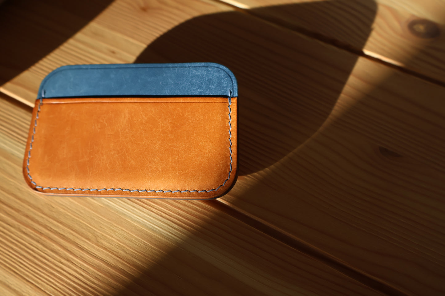 Minimalist Wallet - Almond Blue 3 Slot Cardholder
