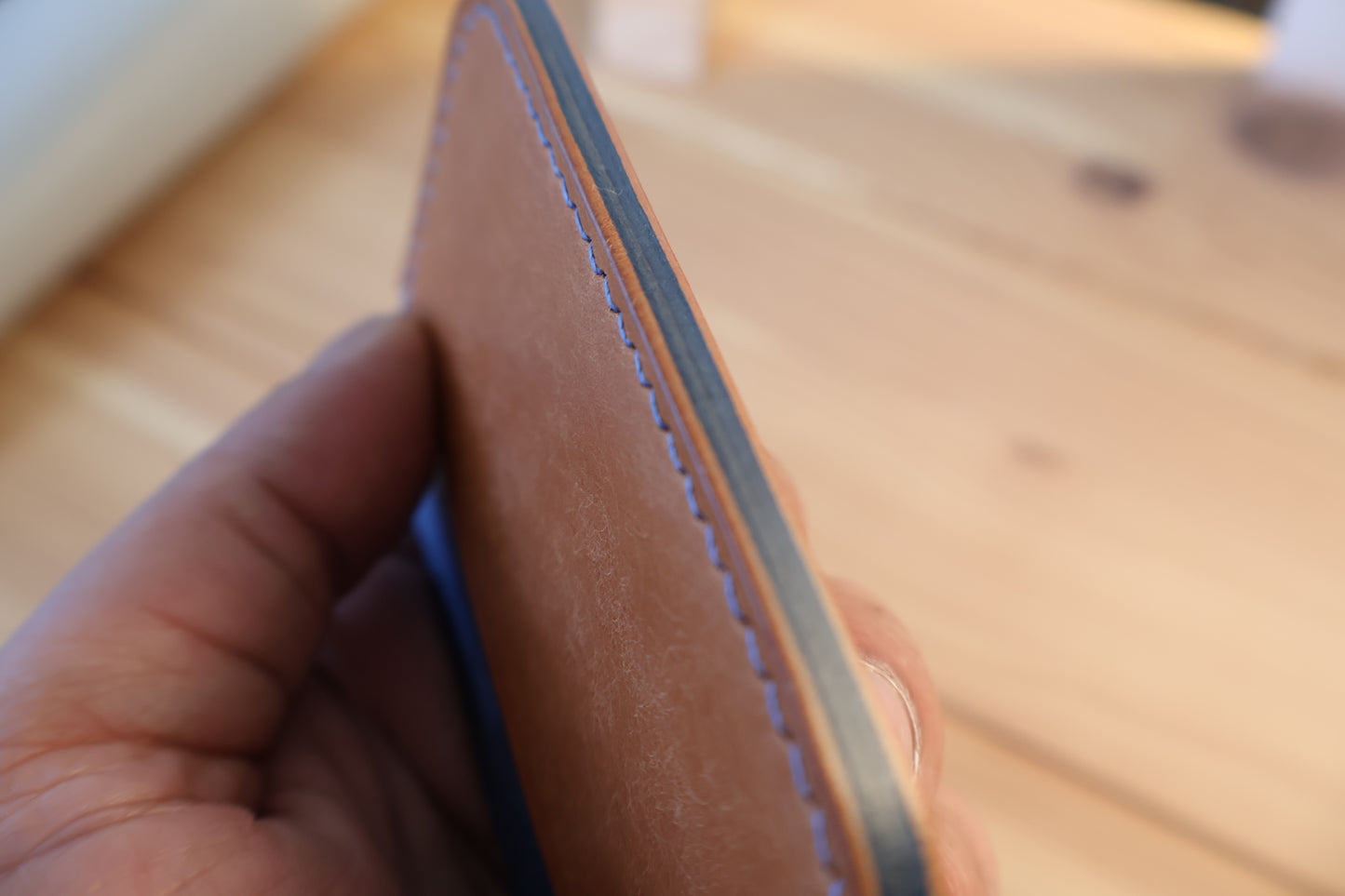 Minimalist Wallet - Almond Blue 3 Slot Cardholder