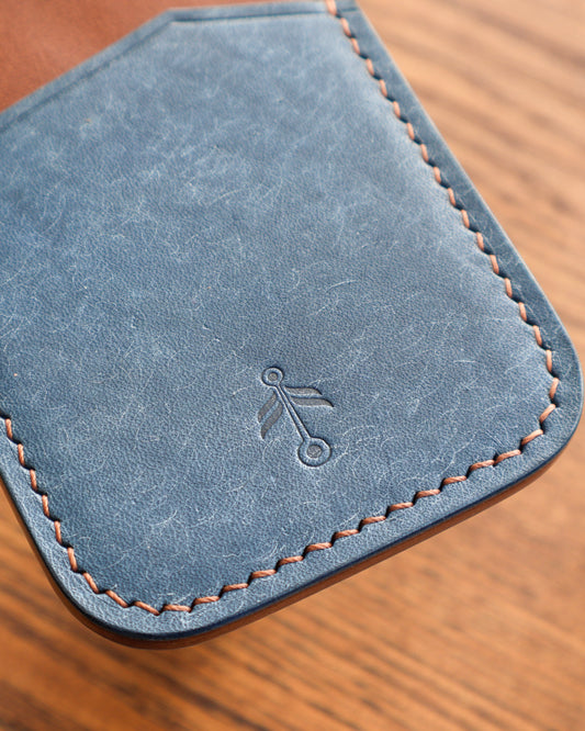 Minimalist Wallet - Brown and Blue 3 Slot Cardholder