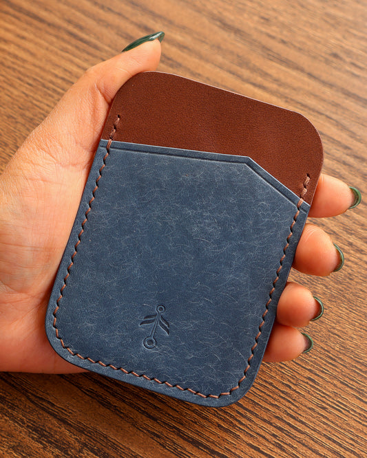 Minimalist Wallet - Brown and Blue 3 Slot Cardholder