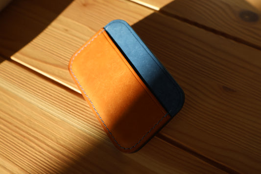 Minimalist Wallet - Almond Blue 3 Slot Cardholder